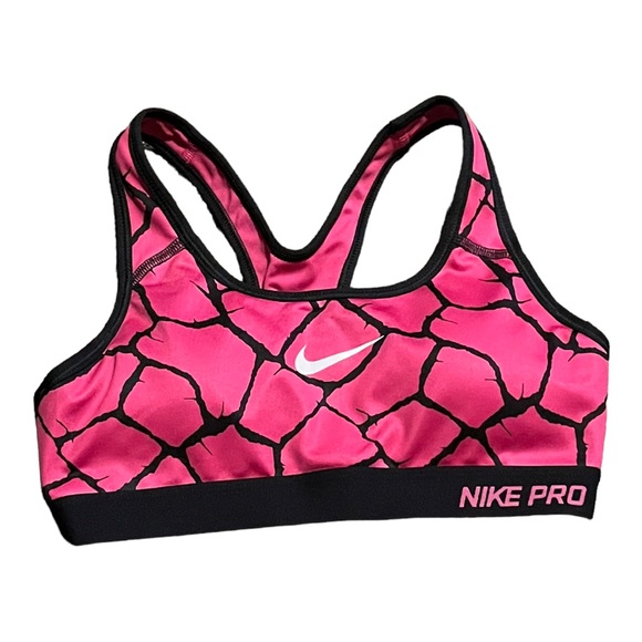 Other - Nike Pro Hot Pink Cracked Sports Bra Women’s Small Removable NWOT PadsActivewear
